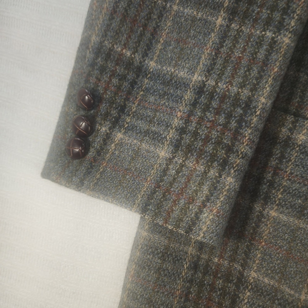 L.L. Bean Vintage Wool Plaid Blazer Jacket Made in USA Green Brown 12 Petite - Picture 4 of 8